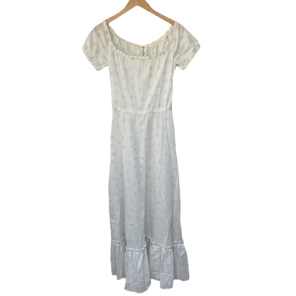 Vintage 60’s/70's Prairie White Cottagecore Short Sleeve Ruffle Maxi Dress XS/S - Picture 3 of 11